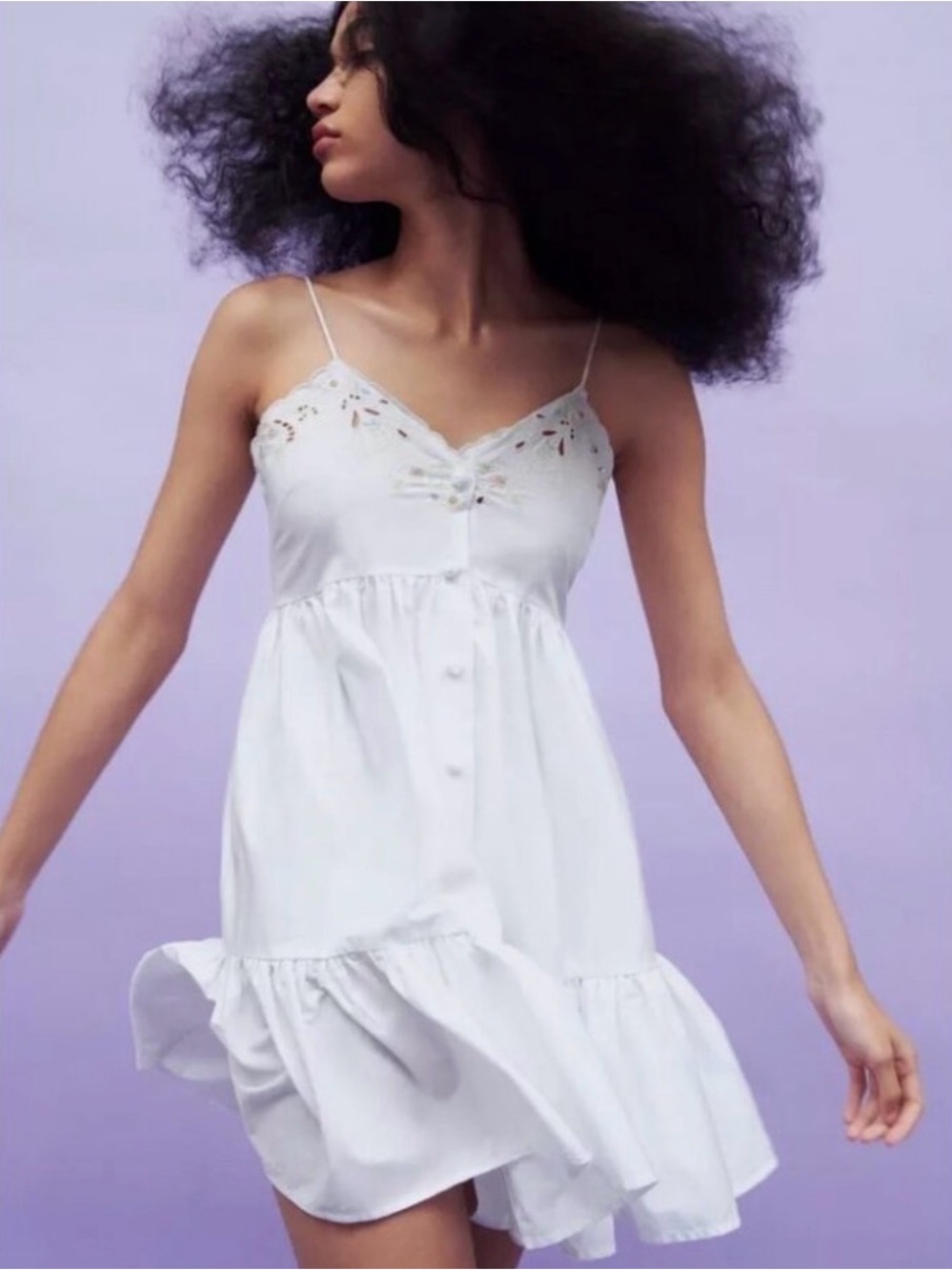 Zara Embroidered Poplin Dress